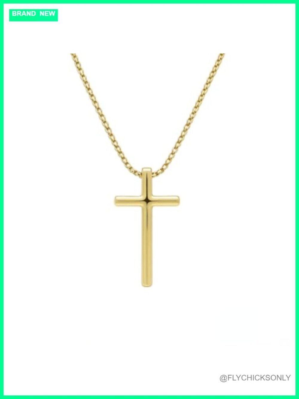 14k Gold Plated Cross Pendant Necklace 24+2" Round Box Chain